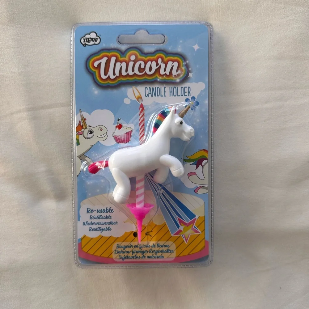 NPW Reusable Unicorn Rainbow Candle Holder NIP